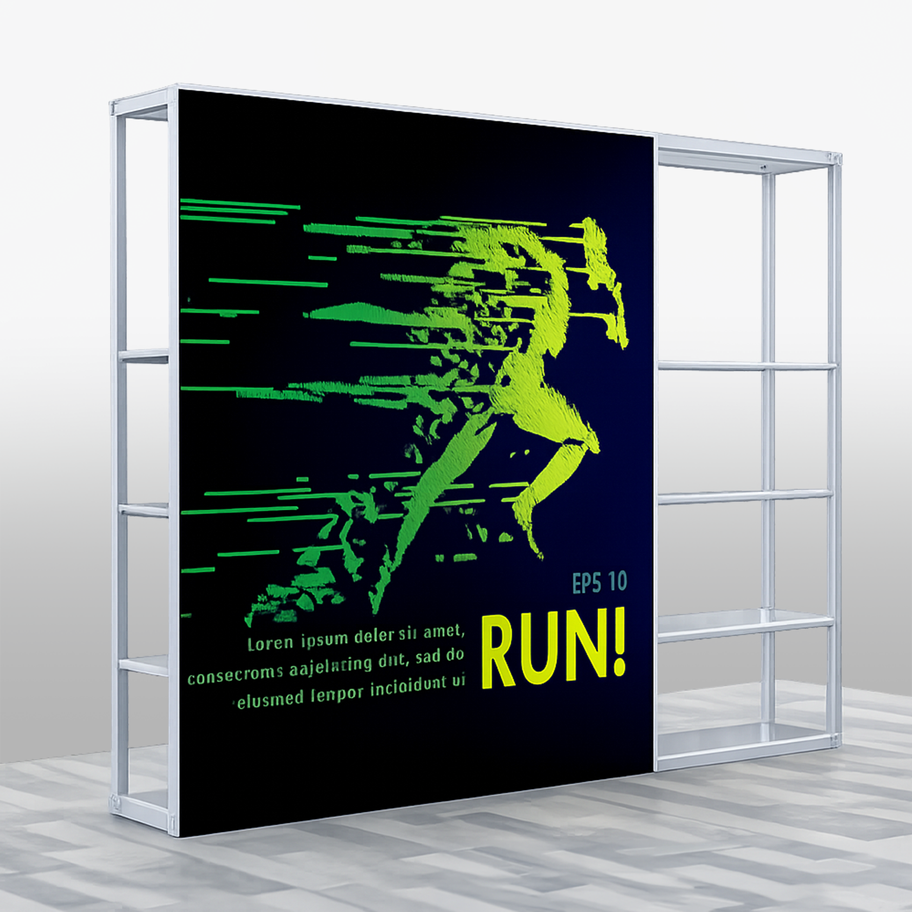 Front Side Custom Graphics for Modular Rack Two Section 8ft