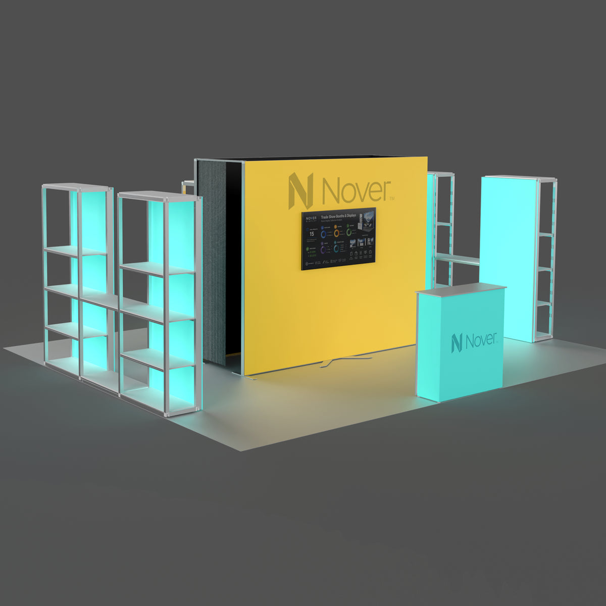 20x20ft Island Backlit Trade Show Booth with Closet - Modular Rack + QSEG 60 Kit 20201