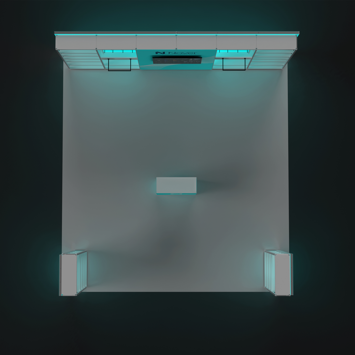 20ft × 20ft Island Backlit & Shelving Booth – Modular Rack + Double-Sided Light Box Kit 20202