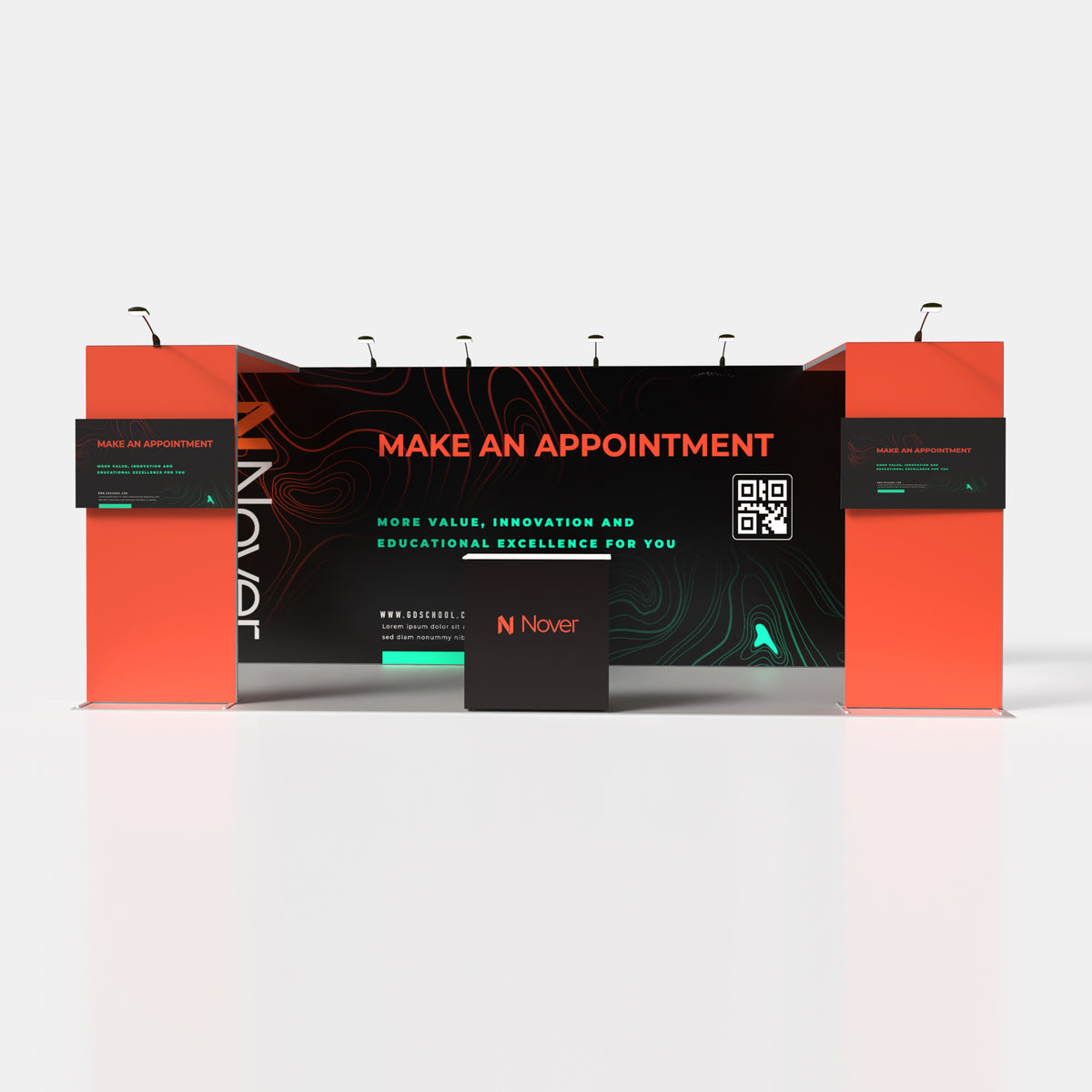 20ft Trade Show Booth with Dual Bridges — QSEG 40 Kit 209