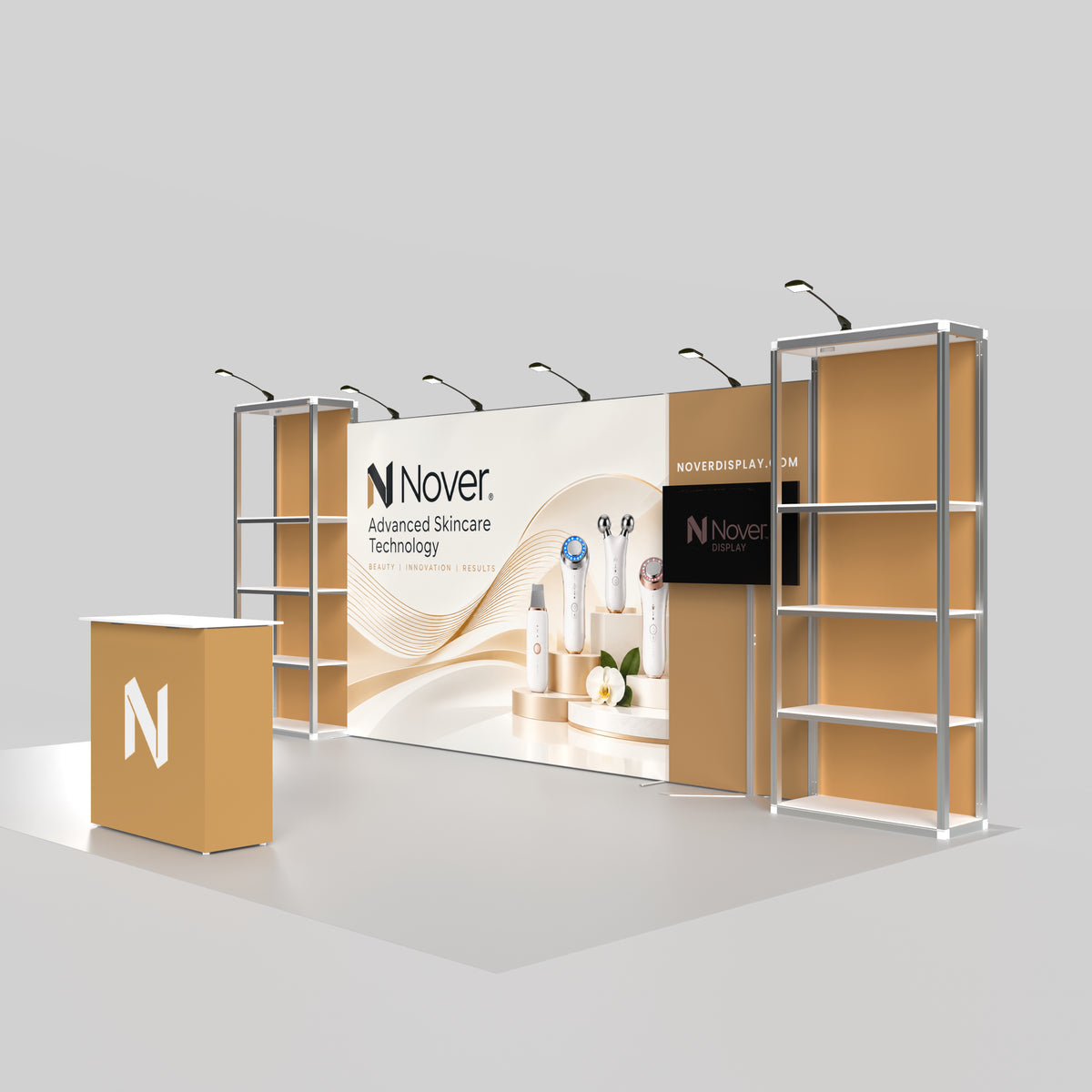 20ft Shelving Trade Show Booth — Modular Rack + QSEG 40 Kit 205