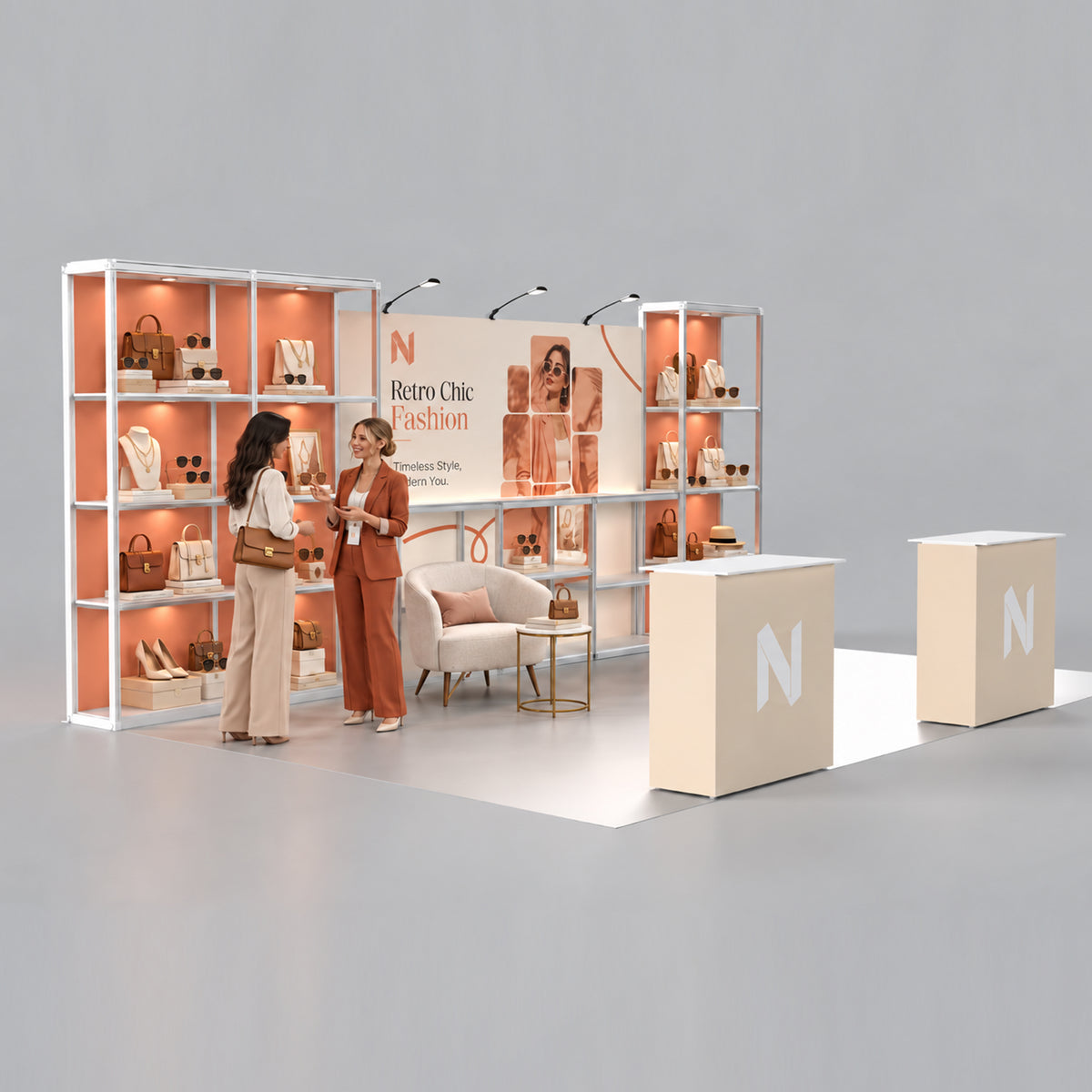 20ft Shelving Trade Show Booth - Modular Rack + QSEG 40 Kit 201