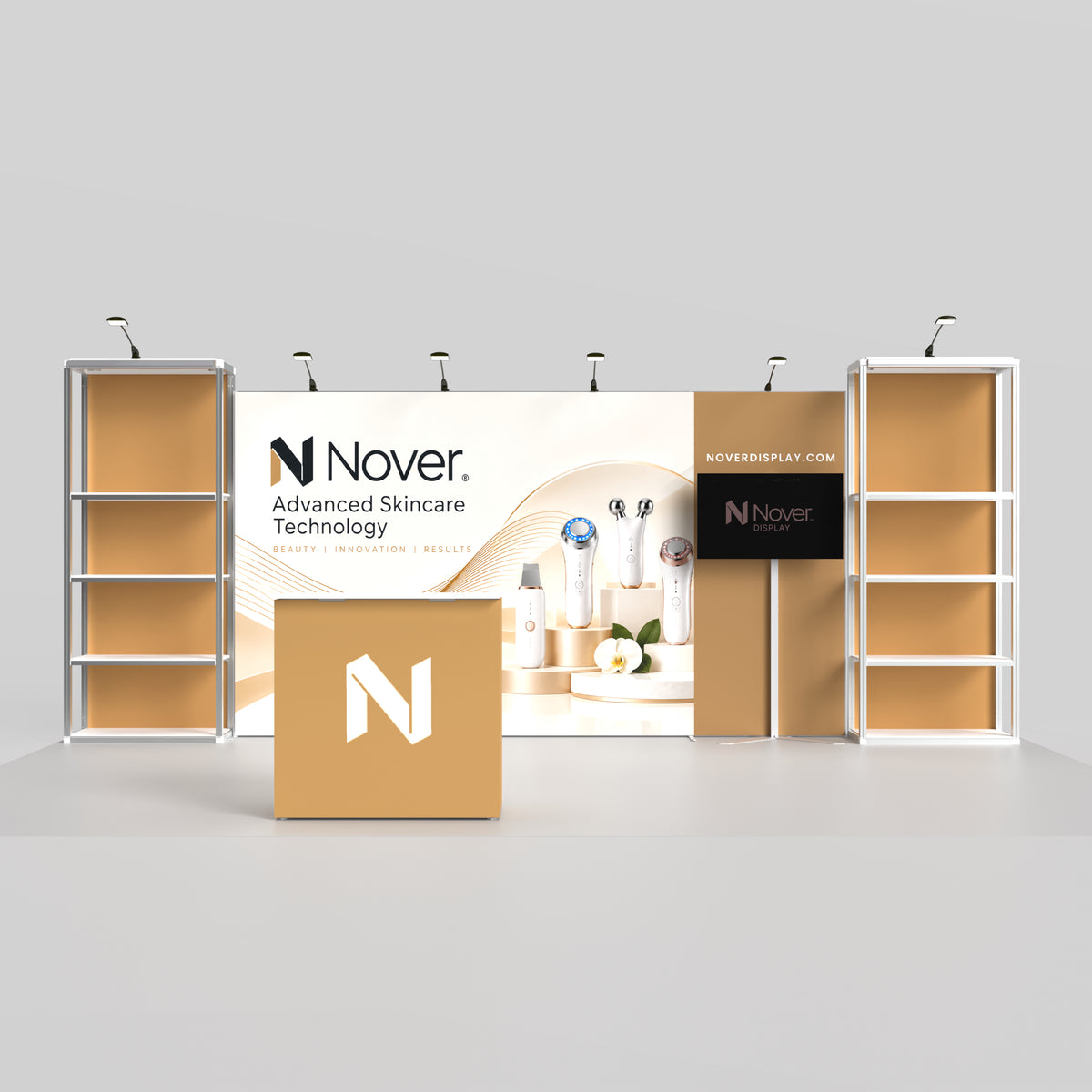 20ft Shelving Trade Show Booth — Modular Rack + QSEG 40 Kit 205
