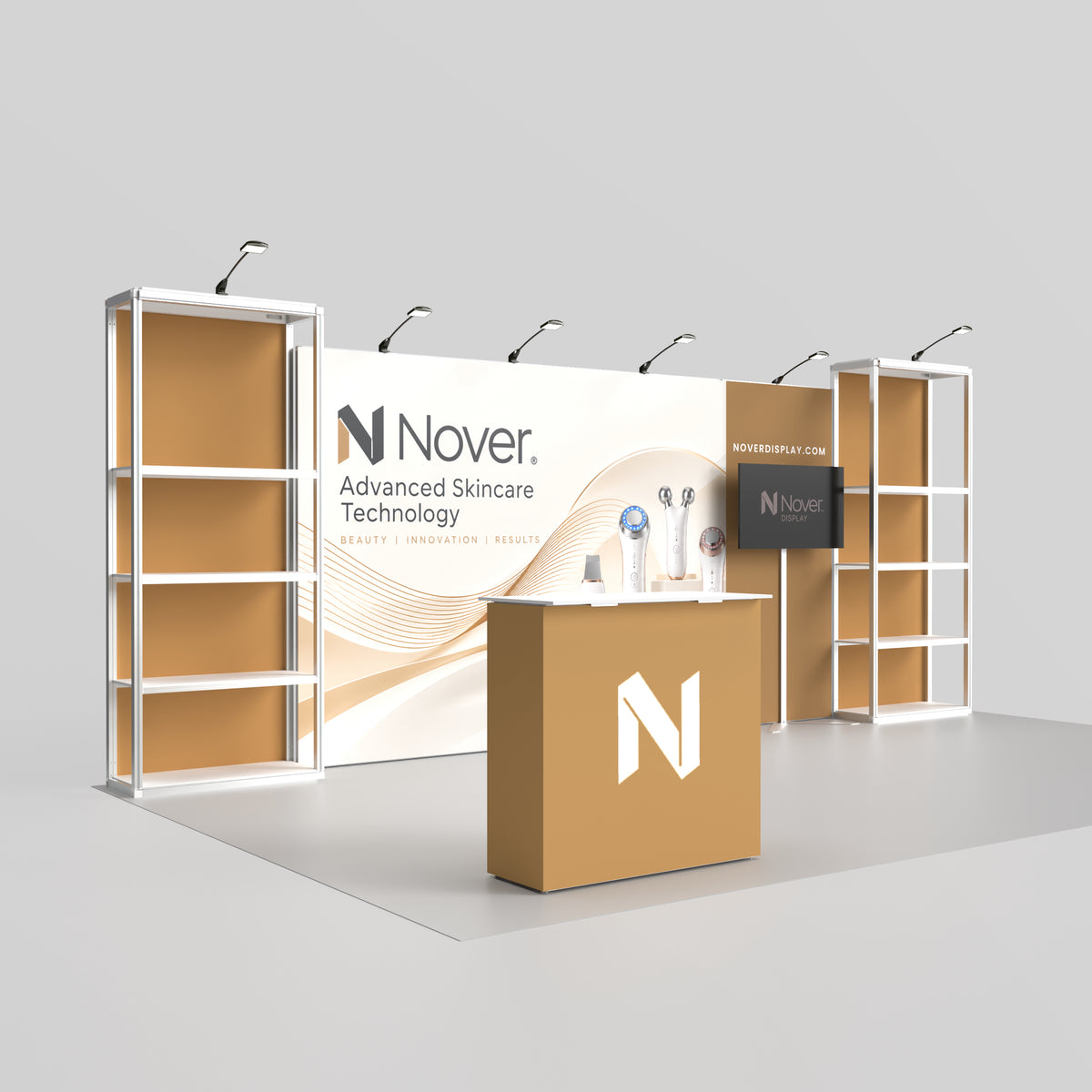20ft Shelving Trade Show Booth — Modular Rack + QSEG 40 Kit 205