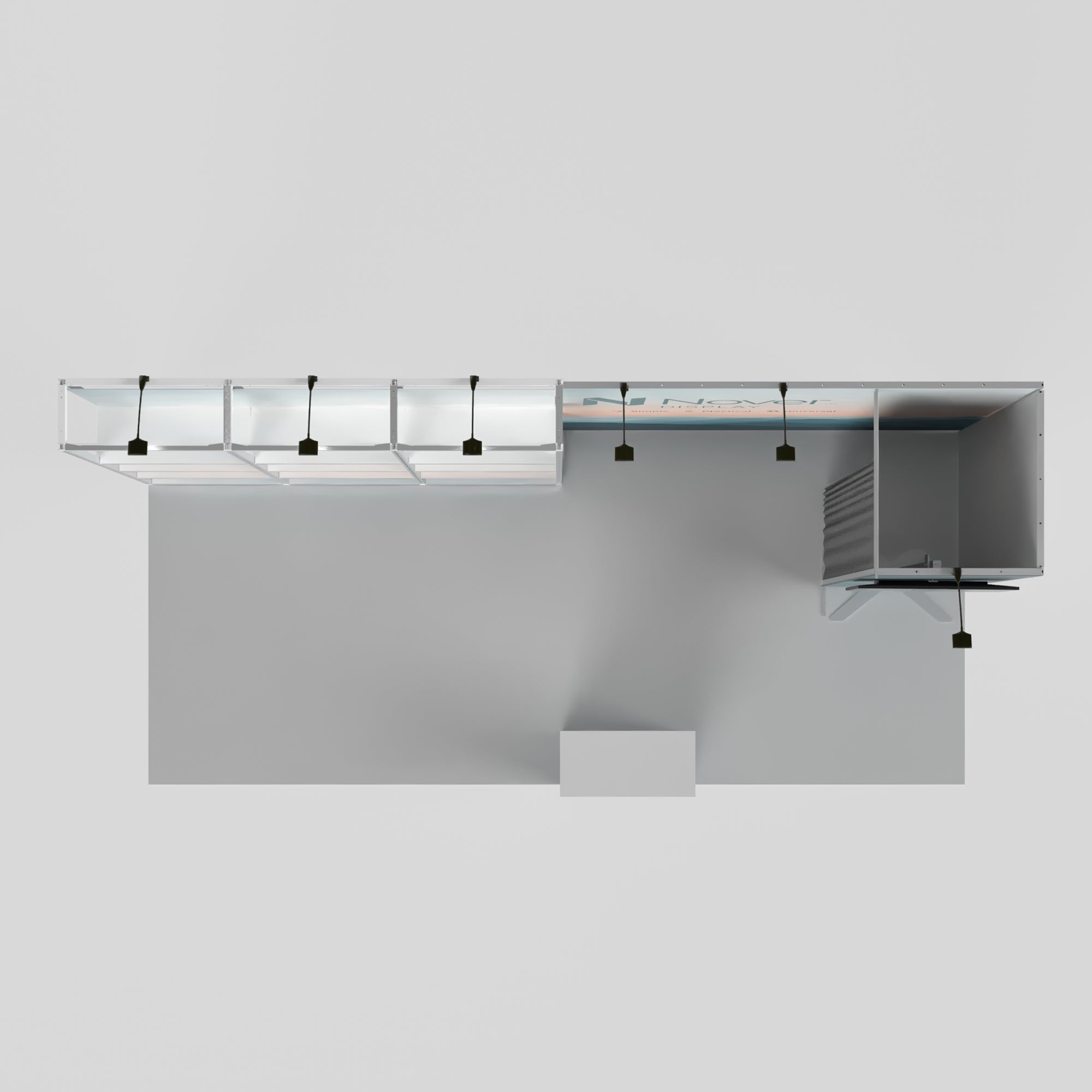 20ft Shelving Trade Show Booth with Closet & TV Mount Kit Modular Rack + QSEG 40-1