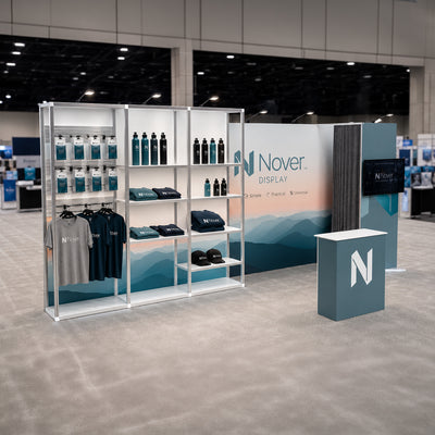 20ft Shelving Trade Show Booth with Closet & TV Mount Kit Modular Rack + QSEG 40-1