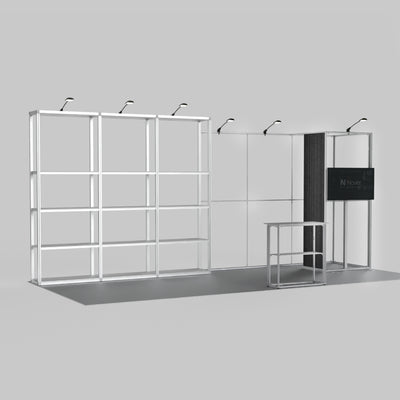 20ft Shelving Trade Show Booth with Closet & TV Mount Kit Modular Rack + QSEG 40-1
