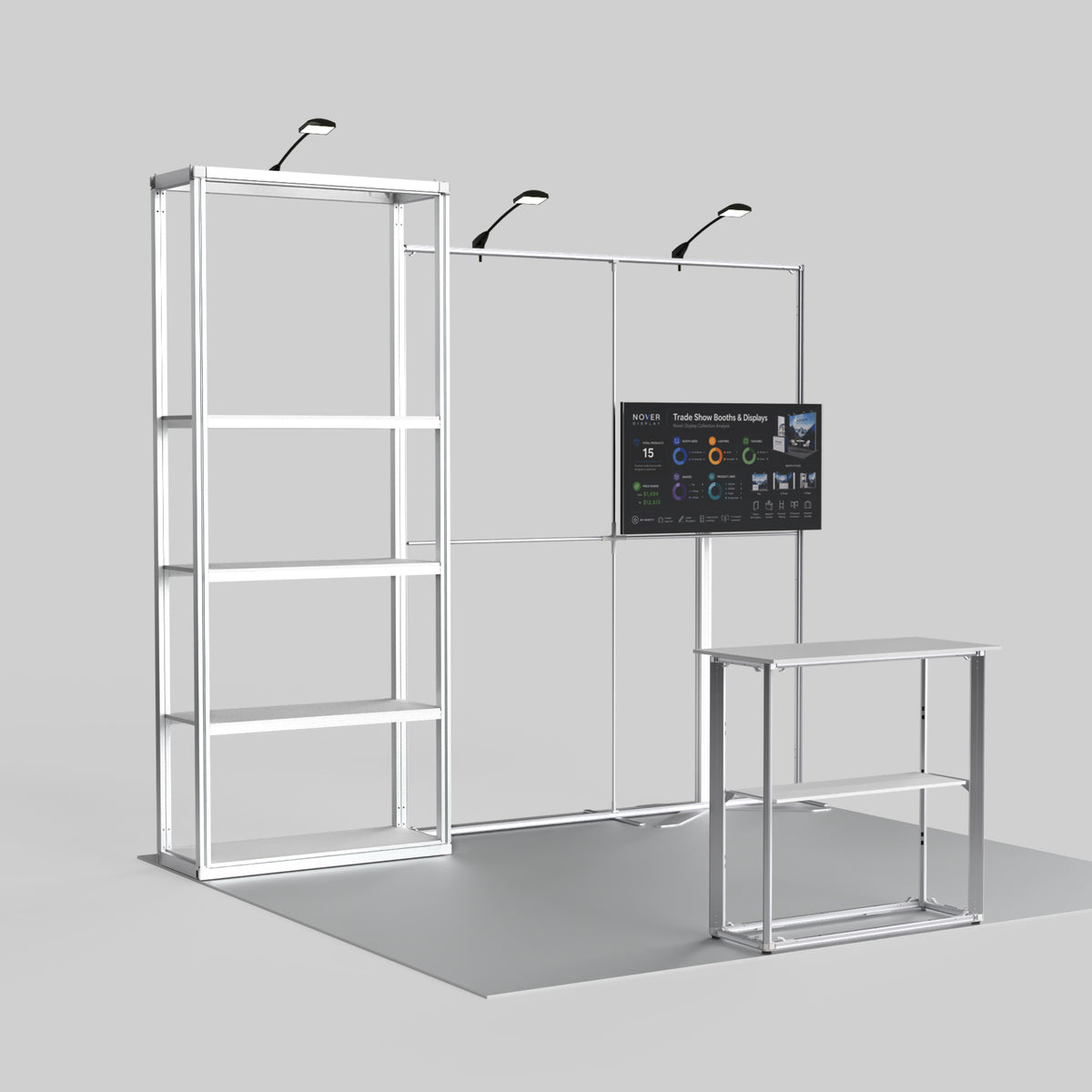 10ft Shelving Trade Show Booth Kit Modular Rack + QSEG 40-1