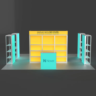 20x20ft Island Backlit Trade Show Booth with Closet - Modular Rack + QSEG 60 Kit 20201