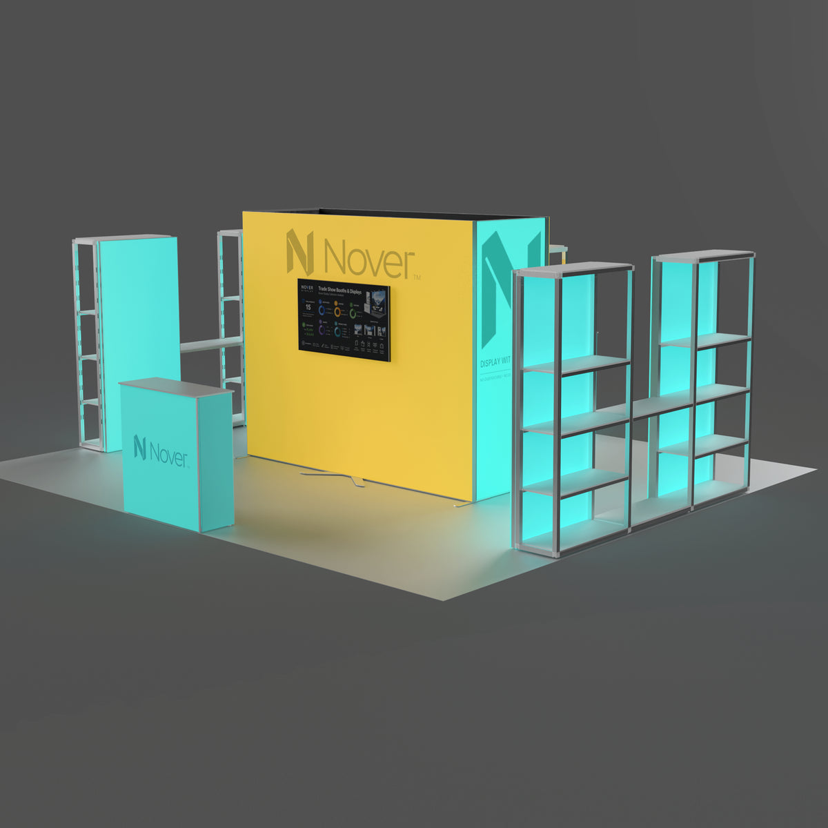 20x20ft Island Backlit Trade Show Booth with Closet - Modular Rack + QSEG 60 Kit 20201