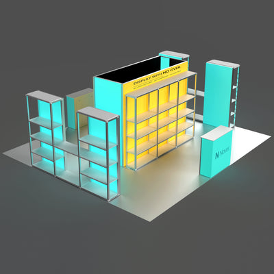 20x20ft Island Backlit Trade Show Booth with Closet - Modular Rack + QSEG 60 Kit 20201