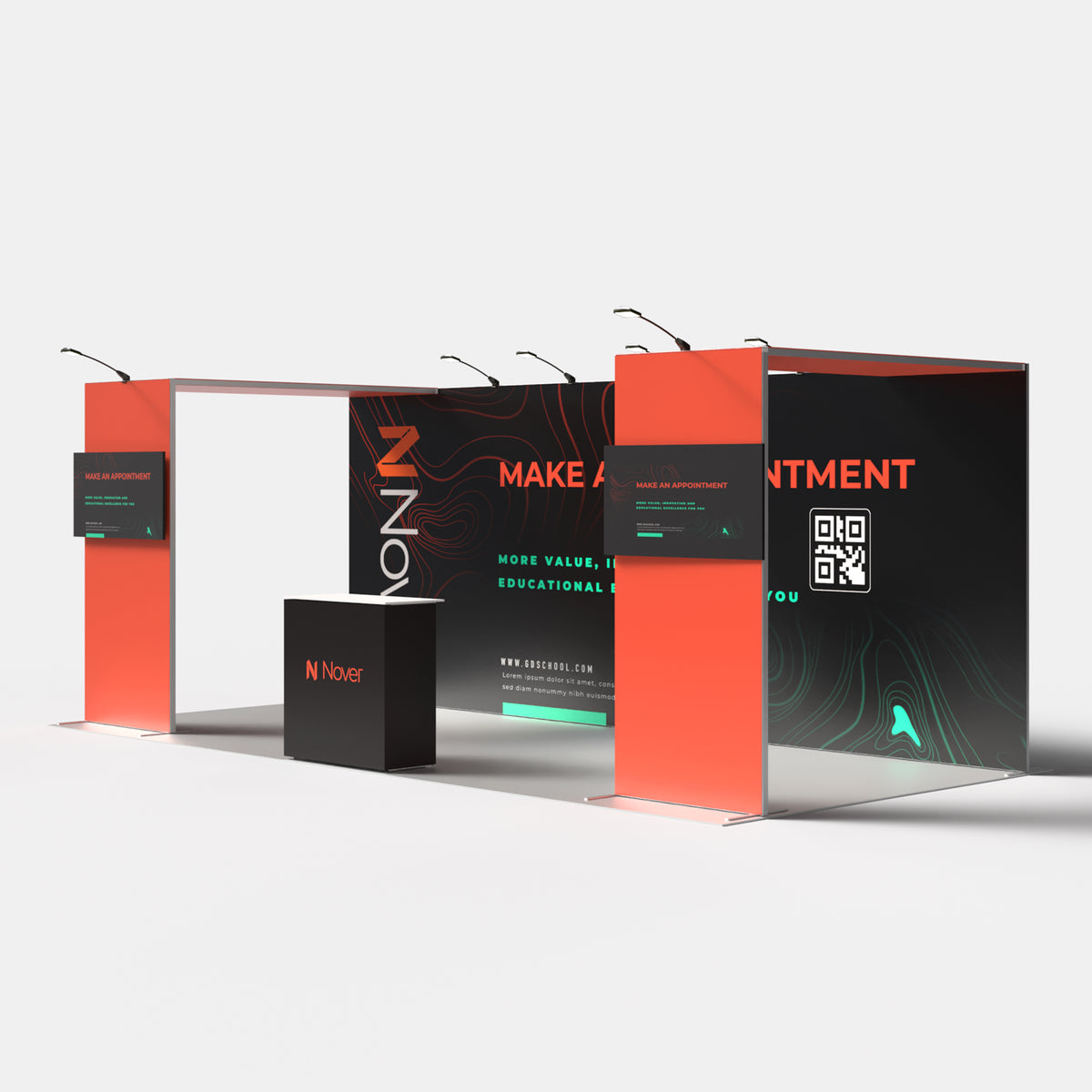 20ft Trade Show Booth with Dual Bridges — QSEG 40 Kit 209