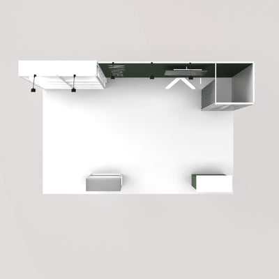 20ft Shelving Trade Show Booth with Closet — Modular Rack + QSEG 40 Kit 202
