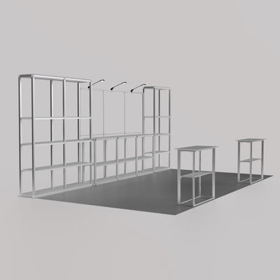 20ft Shelving Trade Show Booth - Modular Rack + QSEG 40 Kit 201