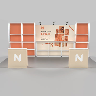20ft Shelving Trade Show Booth - Modular Rack + QSEG 40 Kit 201