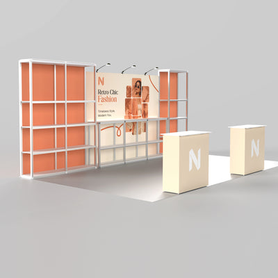 20ft Shelving Trade Show Booth - Modular Rack + QSEG 40 Kit 201