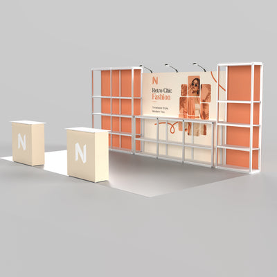 20ft Shelving Trade Show Booth - Modular Rack + QSEG 40 Kit 201