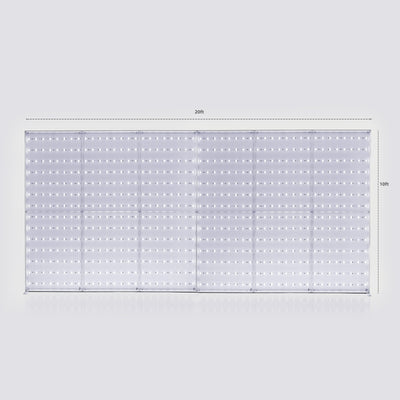 Interior LED ladder light strip matrix layout inside a 20ft by 10ft Qseg 60 backlit light box booth frame.