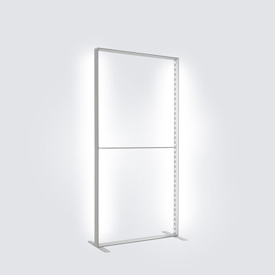 nassembled view of the 80mm aluminum frame profile and LED components for Qseg 80 Double-Sided Light Box Essential