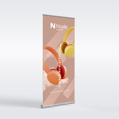34x82 Retractable Banner Stand Essential with custom full-color graphic and EVA carrying case