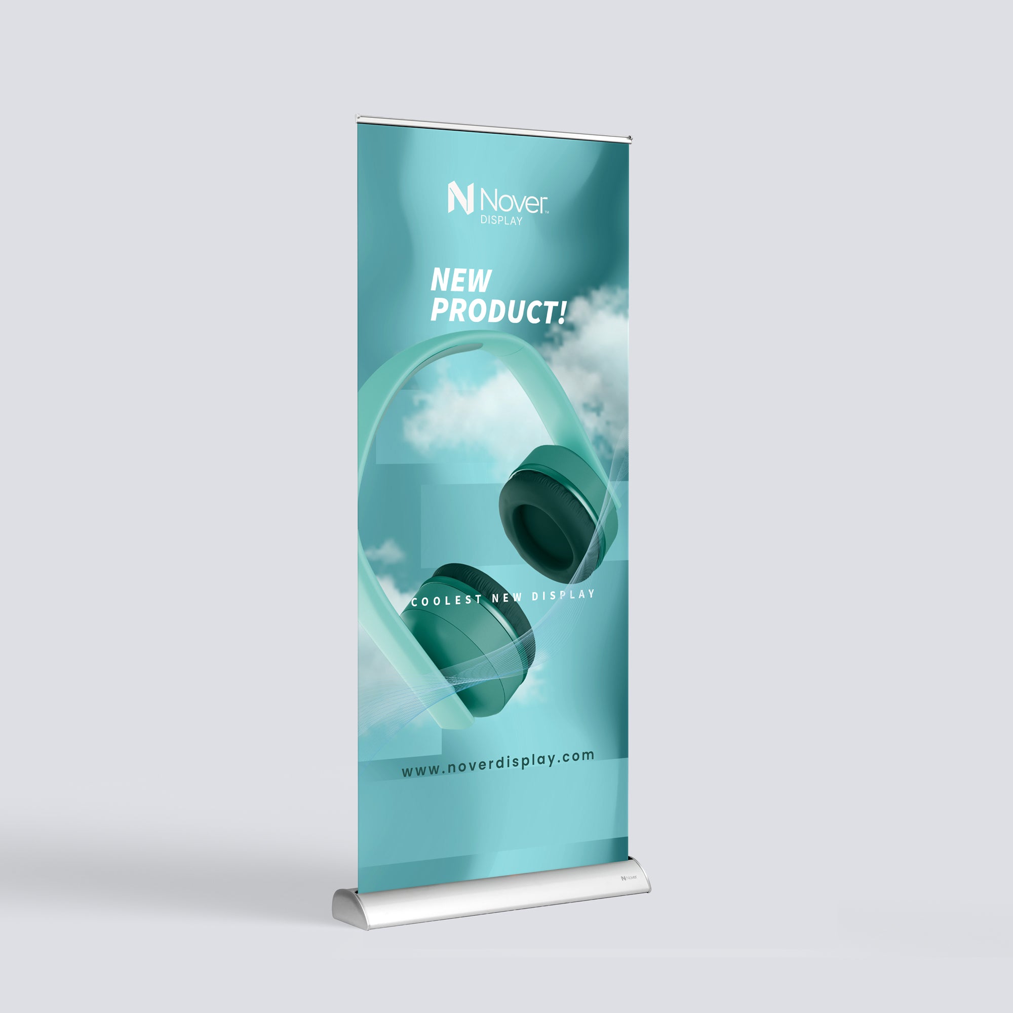 Retractable Banner Stand Pro with replaceable cartridge system and custom full-color graphic display