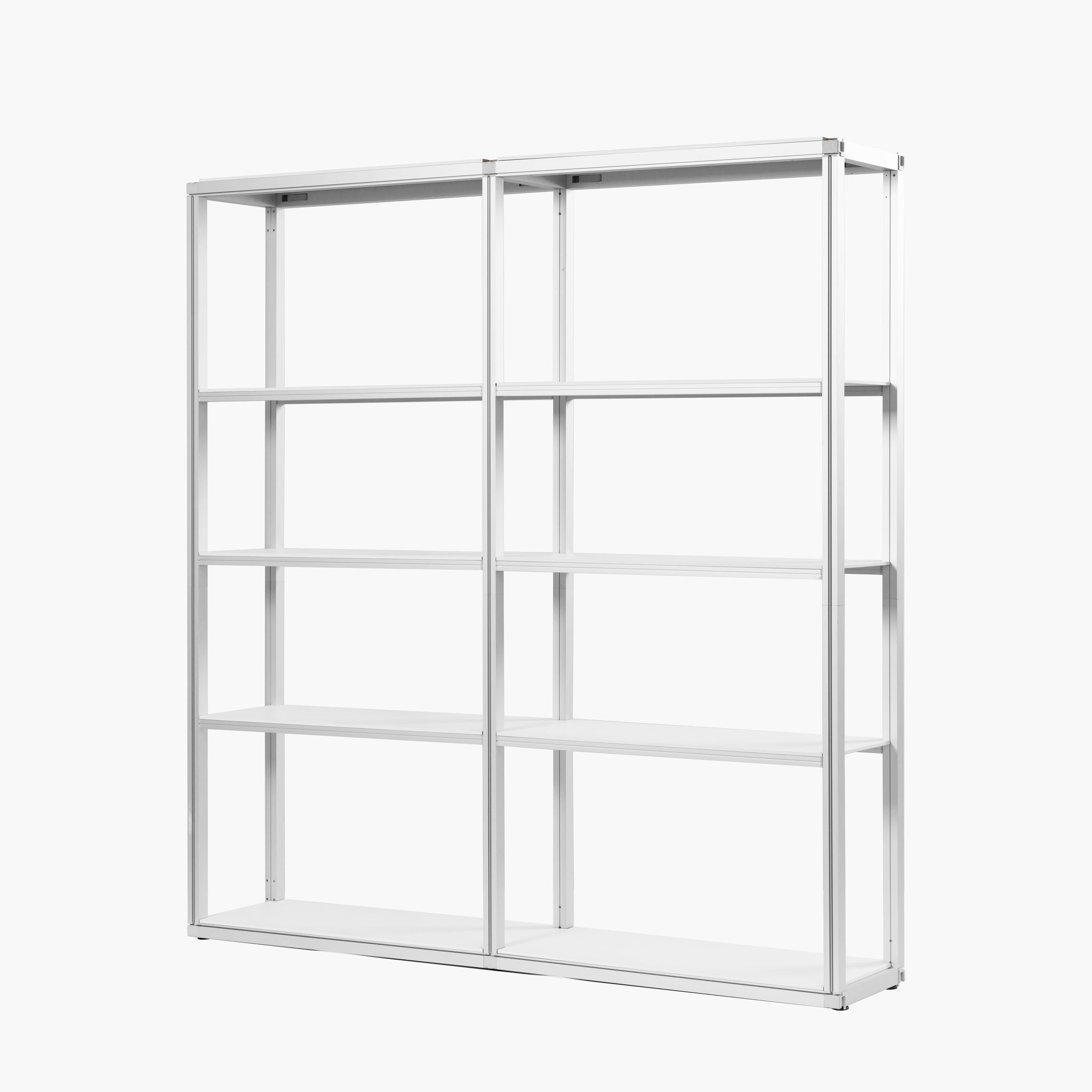 Modular Rack 2-section 5-tier heavy-duty shelving wall for trade show product display with aluminum frame
