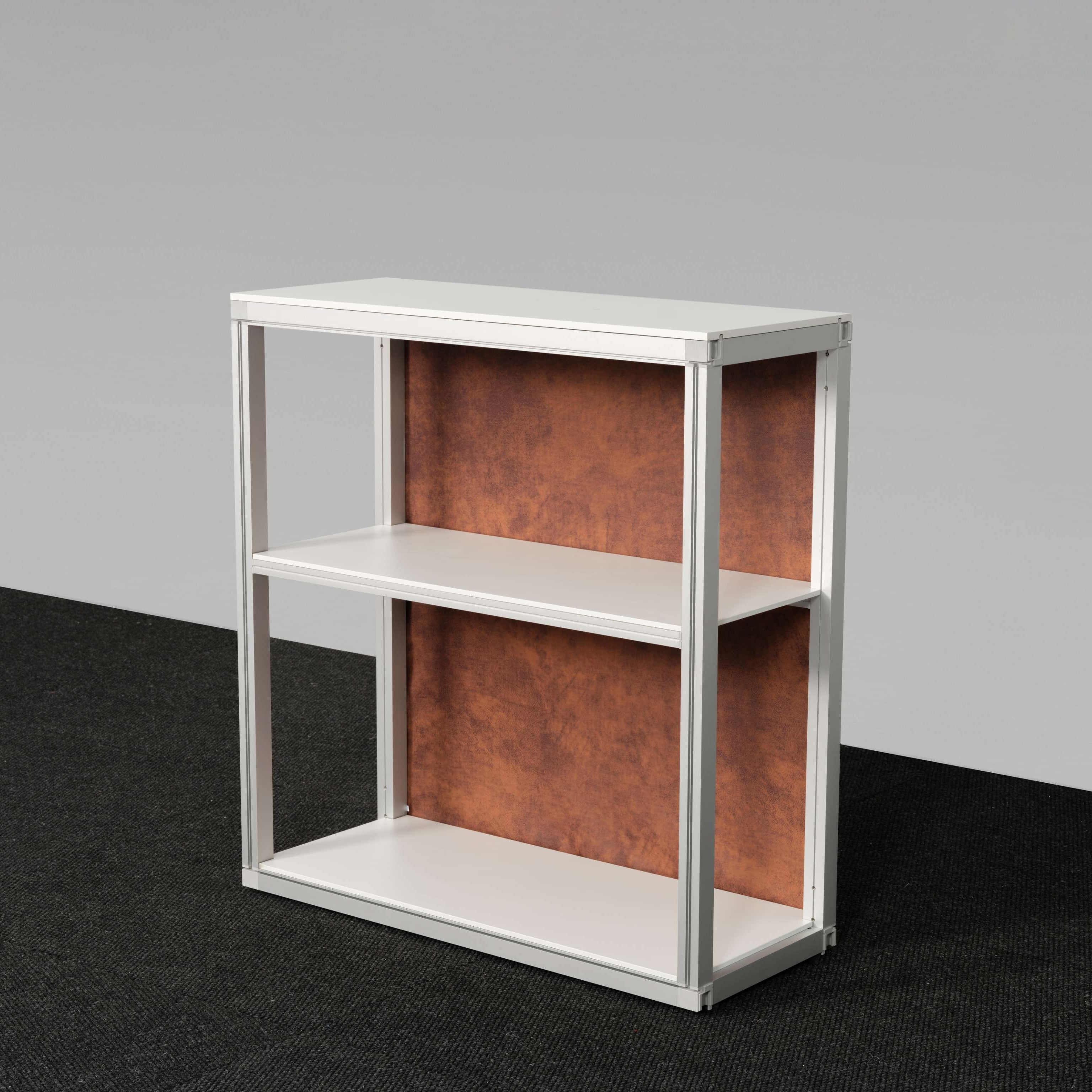 Internal shelving and aluminum frame structure of the Modular Rack Counter