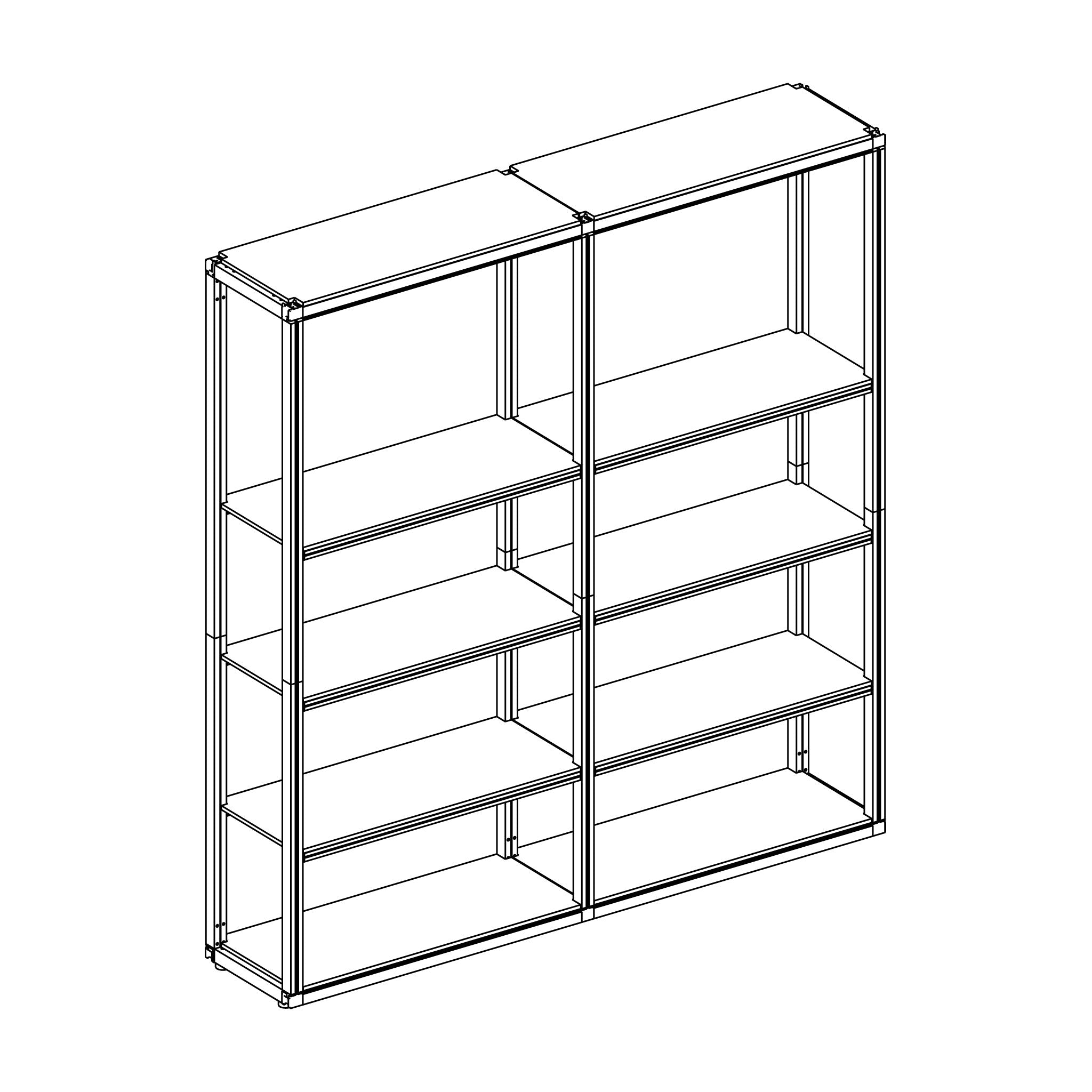 Modular Rack - 2 Section - 5 Tier Frame with Panels