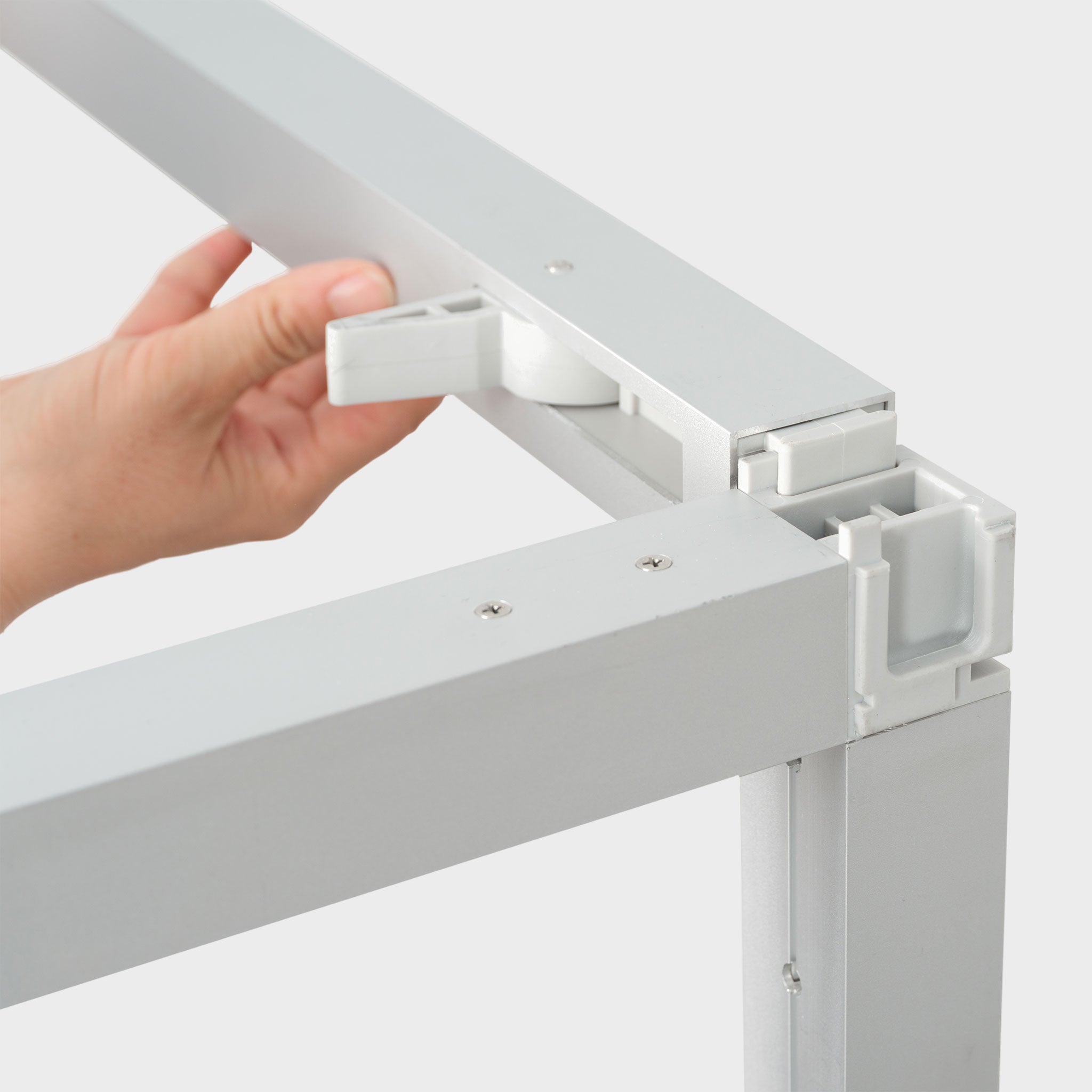 Aluminum frame and shelf panels for tool-free 20ft modular rack assembly